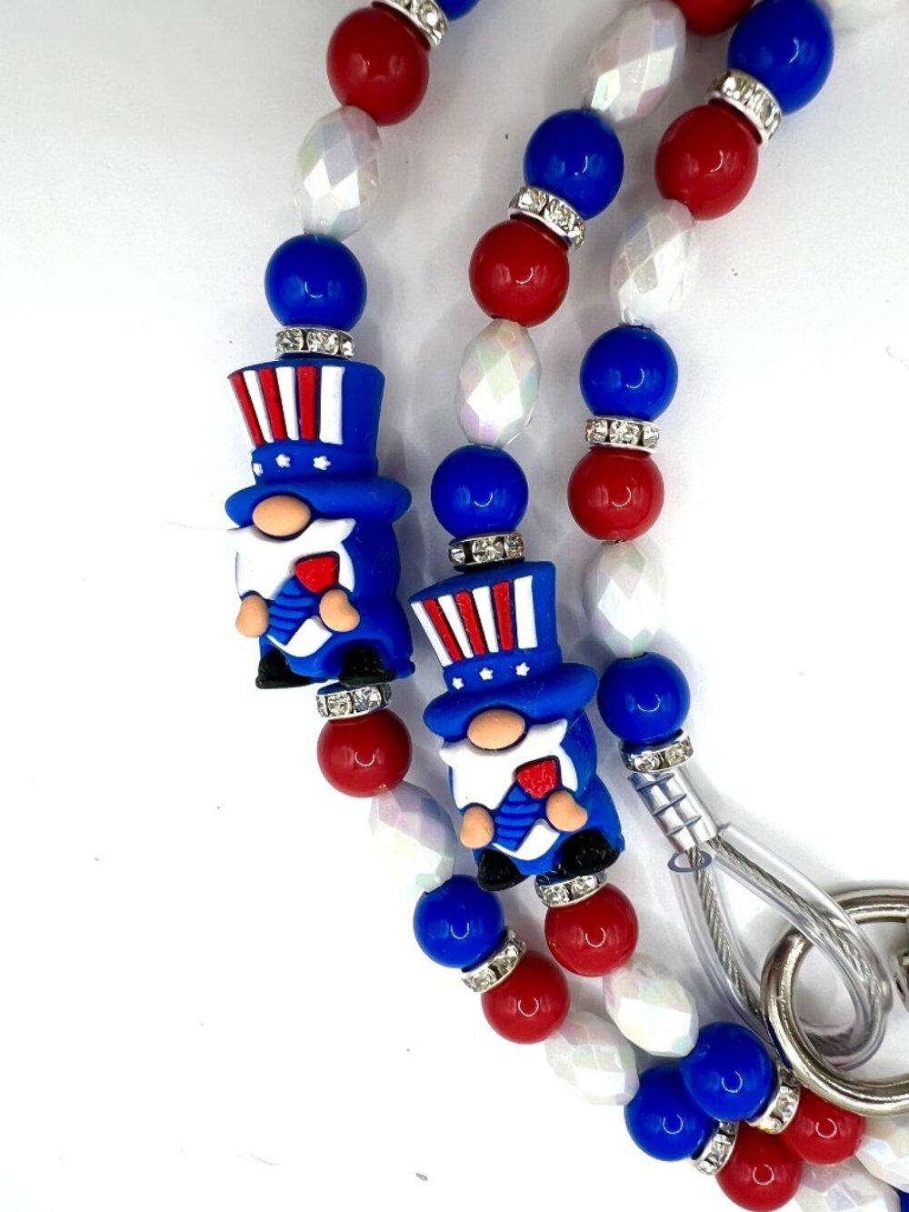 Patriotic Gnome - Uncle Sam - Beaded Dog Leash - Handmade - 4th of July - Picture 4 of 10